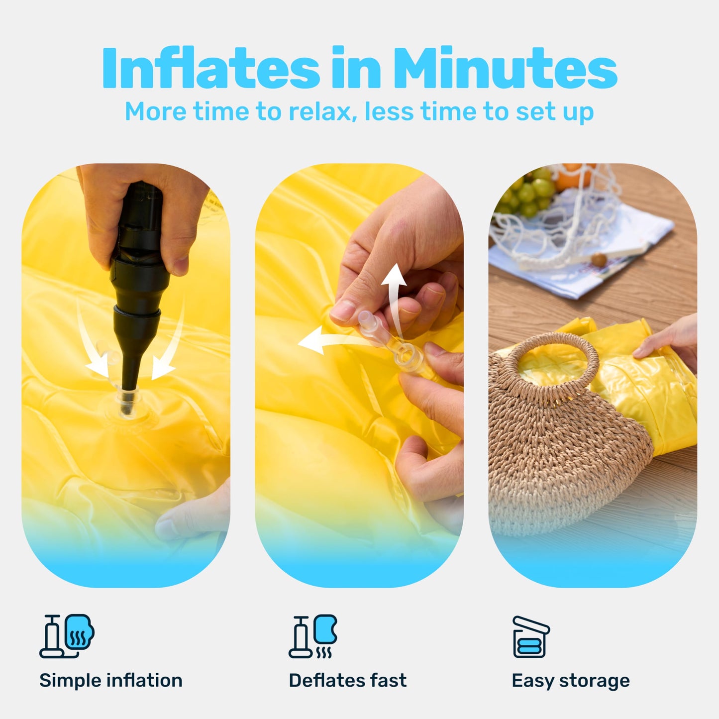 SLOOSH Inflatable Pool Floats Raft,Floating Lounge for Adults,64x32 inch Swimming Mat Pool Mattress with Headrest,2 Pieces Float Air Mat for Summer