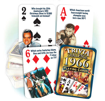 Flickback 60th Birthday Trivia Cards - 1966 Deck - Gift for Men or Women Born in 1966 - Fun 60th Birthday Game, Vintage 1966 Playing Cards with Trivia