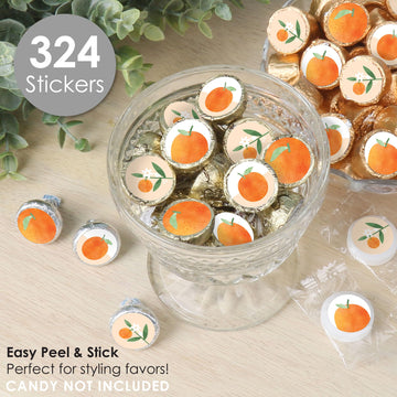 Big Dot of Happiness Little Cutie Clementine - Orange Citrus Baby Shower and Birthday Party Small Round Candy Stickers - Party Favor Labels - 324