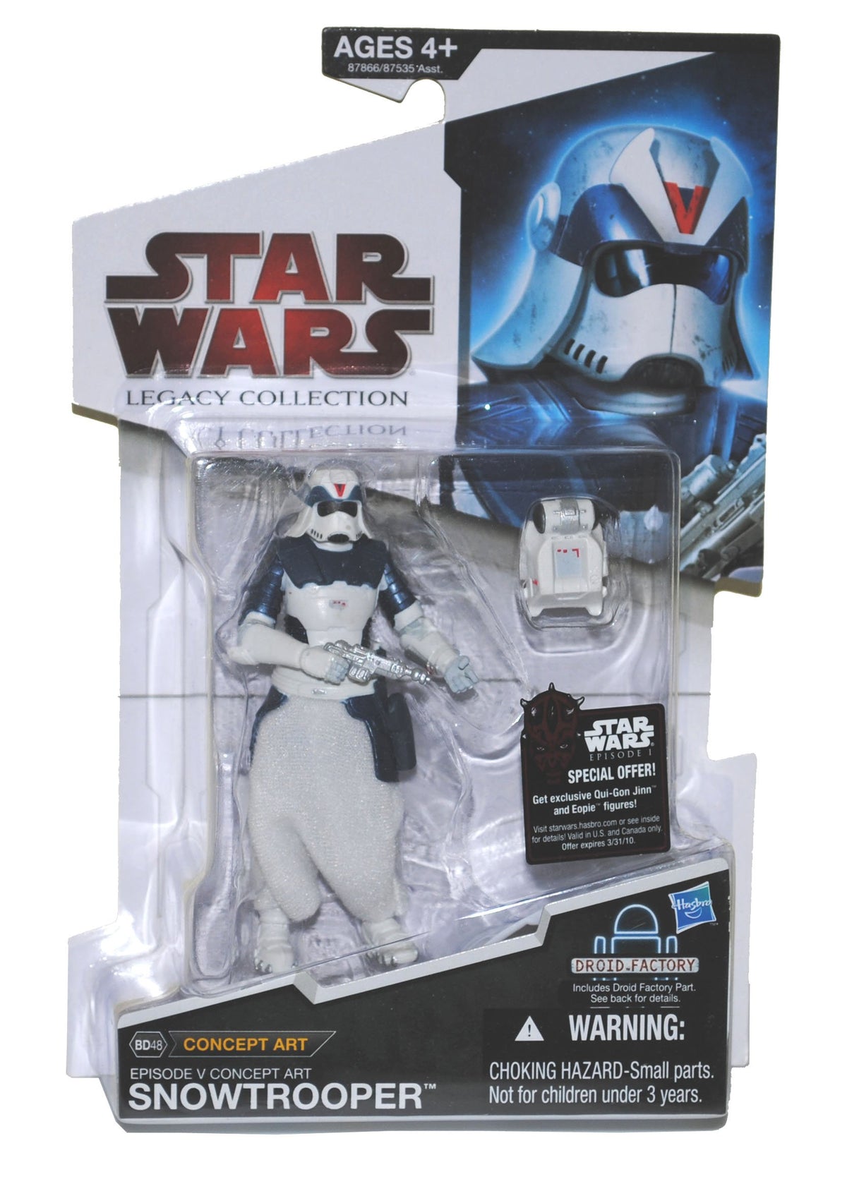 Star Wars Year 2009 Legacy Collection Droid Factory Series 4 Inch Tall Action Figure - BD48 Episode V Concept Art SNOWTROOPER with Blaster Pistol,