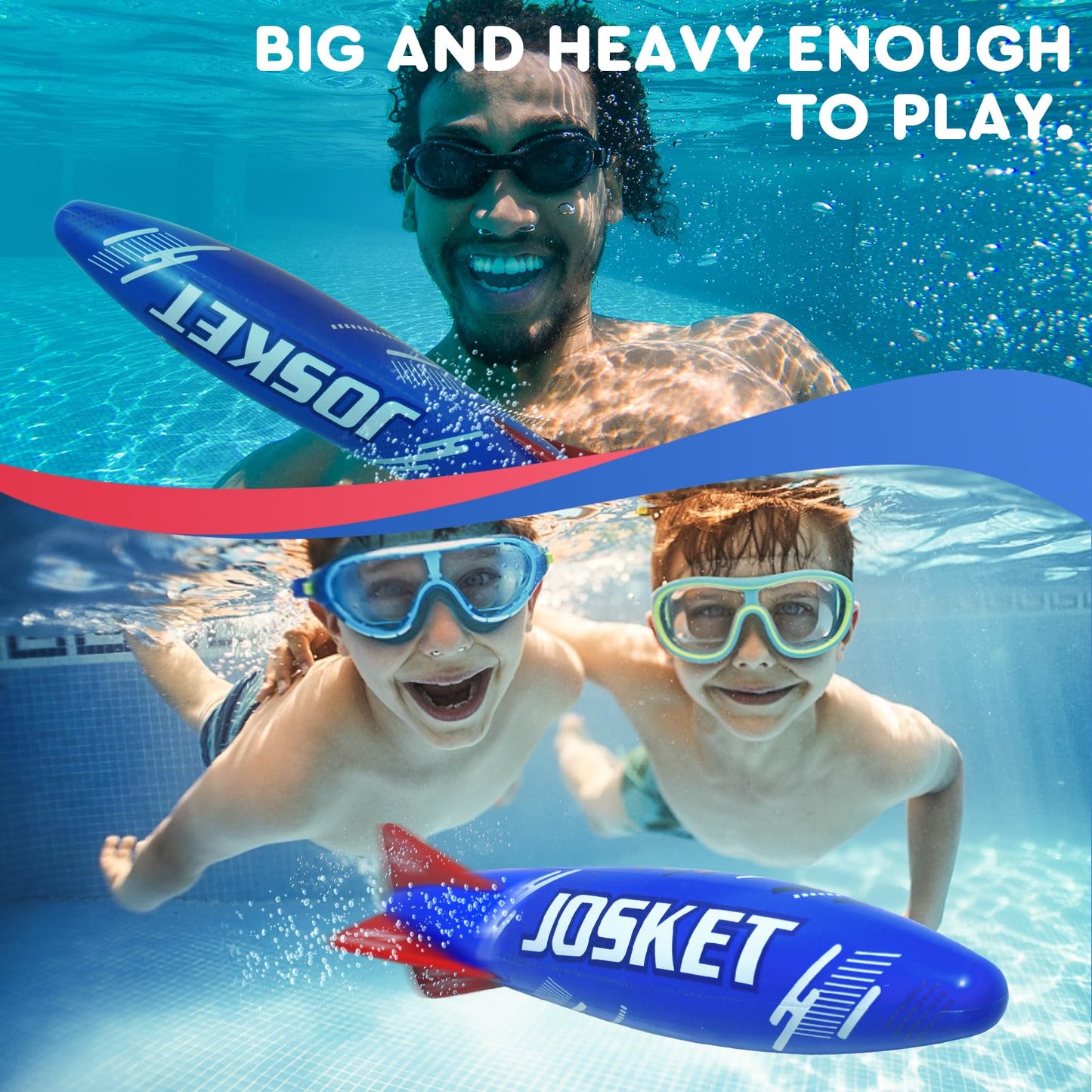 JOSKET 10" Underwater Diving Toys Pool Torpedo Toys Swimming Throwing Torpedo Bandits Water Rockets Training Dive Toys