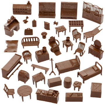BMC Classic Marx Western Town Furniture 42pc Plastic Cowboy Playset Accessories