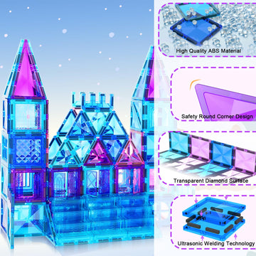 AFUNX Magnetic Tiles, 116PCS Magnet Building Blocks, 3D Diamond Magnetic Blocks, Construction Stem Toys for Kids, Educational Toys for Boys Girls Ages