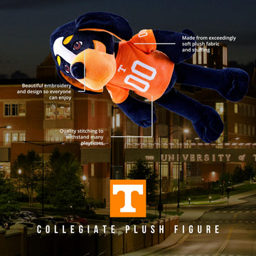 14" University of Tennessee Smokey Mascot Plush Figure - College Football Ragdoll - Sports Mascot Figure - Soft Plush Material - Surface Washable