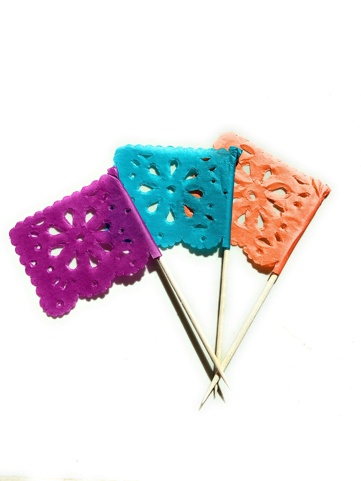 Set of 24 Pcs Multi-Colored Mini Mexican Papel Picado Tissue Flags