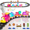 Funwee Steam Track Train Set for Toddlers, Magnetic Connection Train Toys w/Lights & Sounds, Electric Cartoon Choo Choo Train, Toy Train Christmas