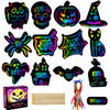 MGparty Scratch Paper Art for Kids - 96 Pcs Halloween Magic Rainbow Scratch Paper Off Cards Set for Kids Crafts Arts Supplies Halloween Party Games