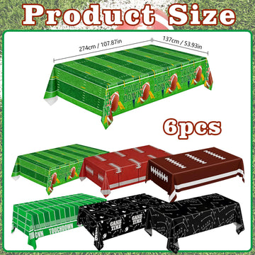 Huangfbfx 6Pcs Football Tablecloth Disposable Plastic - Rugby Tablecloth Football Party Decorations Table Cover for Gameday Tailgate Birthday Football