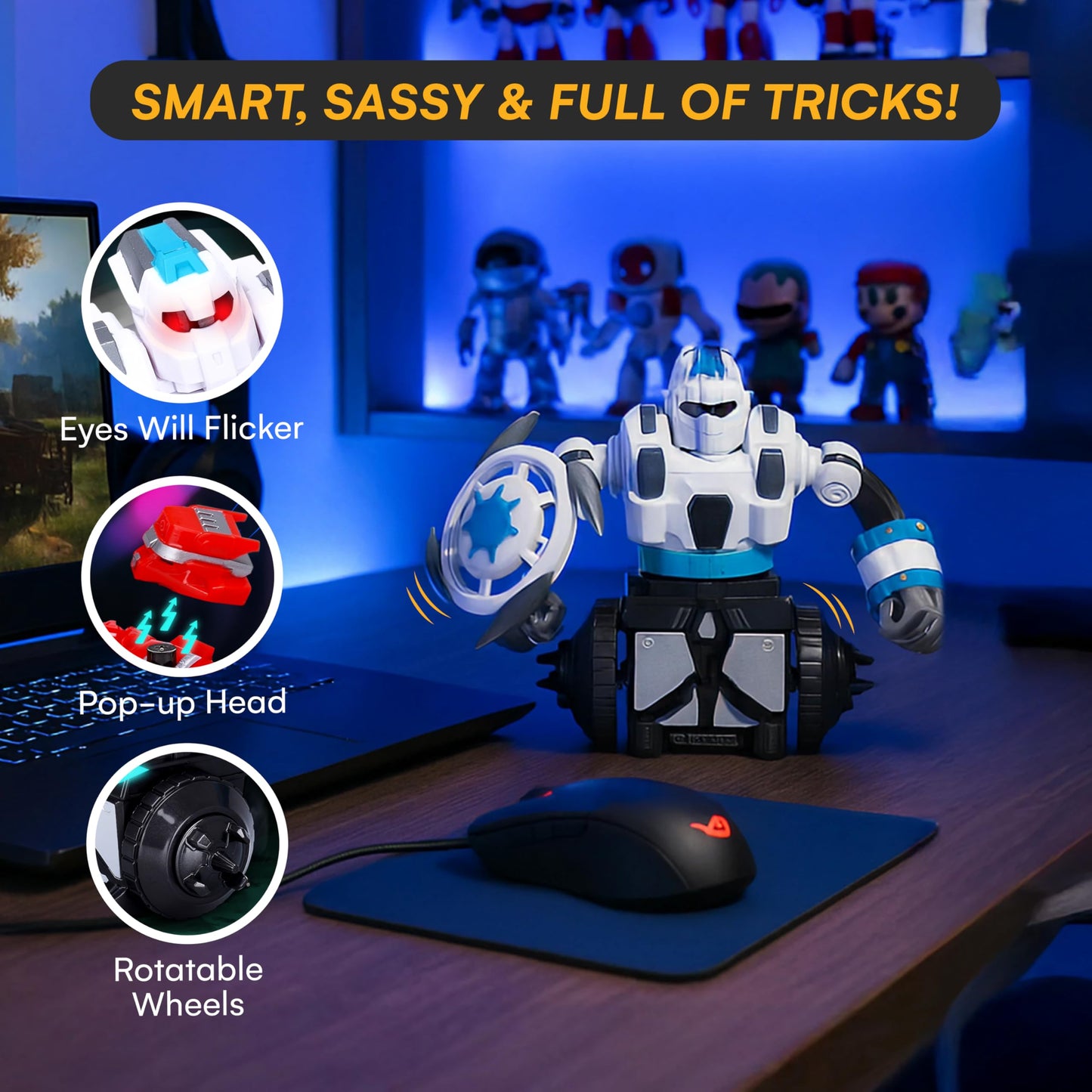 Top Race Remote Control Fighting Toy - 2-Pack Red & Blue RC Robots with Lights, Sounds & 360° Rotation - Interactive Intelligent Playset for Kids