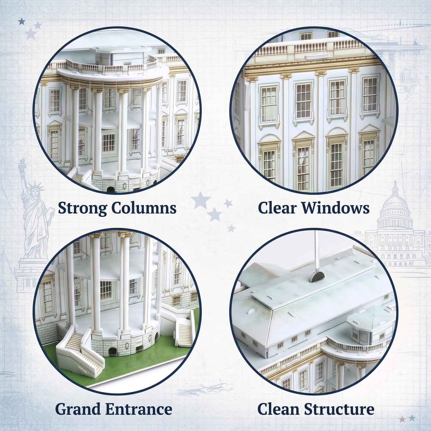 Liberty Imports The White House 3D Puzzle - Architectural Puzzles for Adults and Kids - Building Model DIY Kit, 35 Pieces