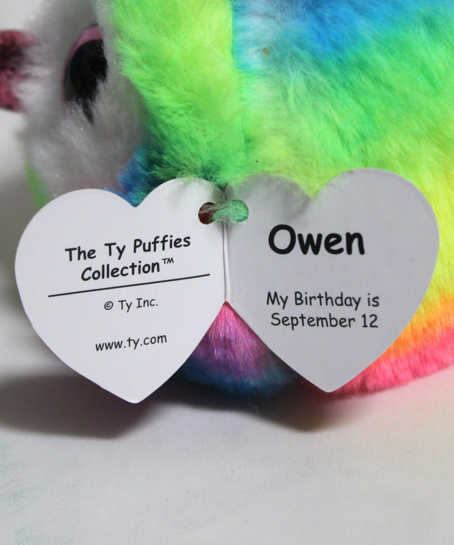 TY UK Ltd 2005121 Owen Owl Puffies Plush Animal, Multicolor, 7cm