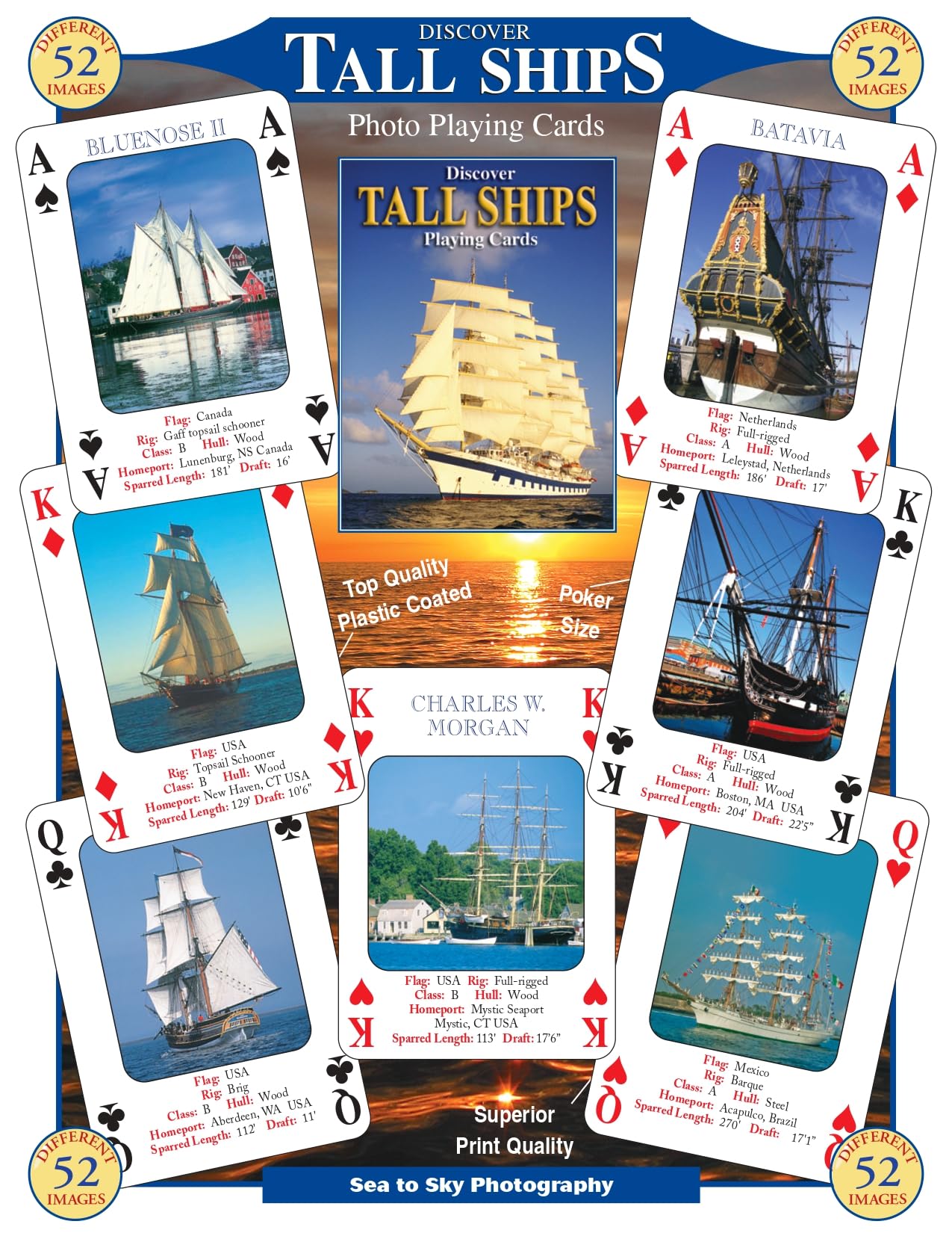 SEA and SKY Discover Tall Ships Playing Cards