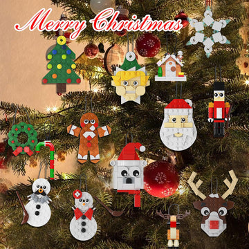 14-in-1 Christmas Tree Ornaments Building Kit, DIY Decorative Hanging Ornaments Building Toys Santa, Snowman, Gingerbread, Reindeer, Best Festival