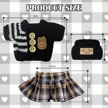 17cm Clothes Set for Doll, Stylish Hat & Skirt & Sweater 3 Piece Handcrafted Crochet Outfit Sets, 15-17cm Adorable Dolls Clothes Accessories Suit