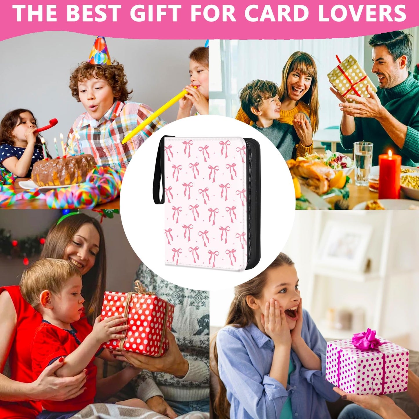 Card Binder for Girls Gifts 4 Pocket with 50 Sleeves 400 Cards Collectible Trading Binder Case Cute Album Holder Game sports collector supplier