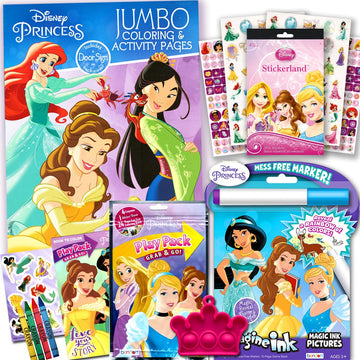 Disney Princess Coloring Book and Sticker Activity Set for Kids - Bundle with Princess Books, Princess Imagine Ink, Stickers, and More - Featuring
