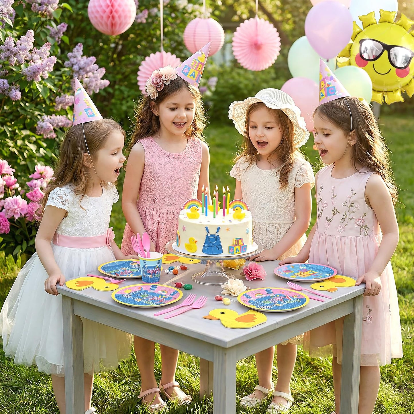 Fufuddz 96 pcs Rachell Cartoon Teacher Party Decorations, English Teacher Paper Party Plates and Napkins for 24 guests, Dinnerware Set for Fans Girls