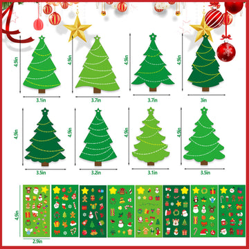BCCSNNM 48 Pcs Christmas Tree Stickers Kit for Christmas DIY Hanging Art Ornaments Making Your Own Xmas Craft for Winter Holiday Party Classroom