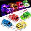 FancyWhoop Tracks Cars Replacement Only - Light Up Magic Cars for Tracks Compatible with Glow in The Dark Toy Cars with 5 LED Flashing Lights for Most