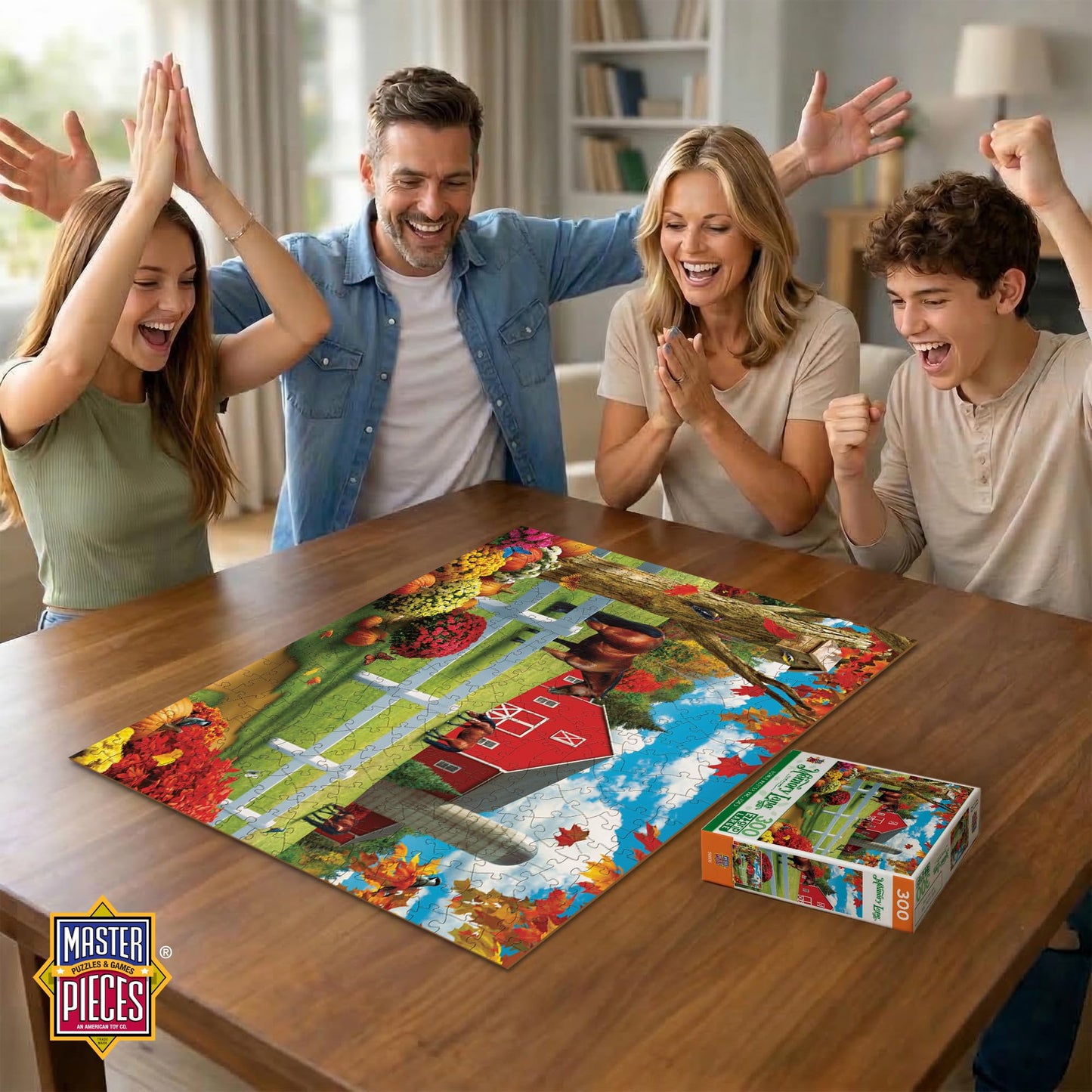 MasterPieces - 300 Piece Jigsaw Puzzle, Large EZ Grip Shapes, Rolling Pastures, Fun for Adults, Seniors, Family, Kids, Non-Glare Finish, 18"x24"