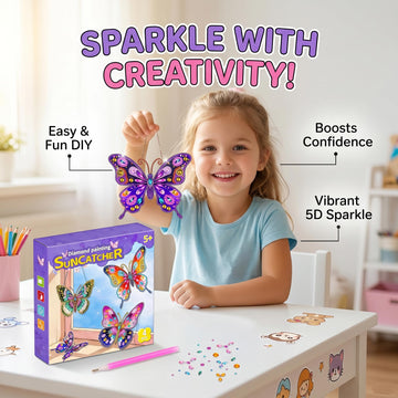 ZhengYuFa Diamond Art Kit for Kids Arts and Crafts for Kids Ages 8-12, Butterfly Diamond Art, 6/7/8/9/10 Year Old Girl Gifts Gem Art Butterfly Kit