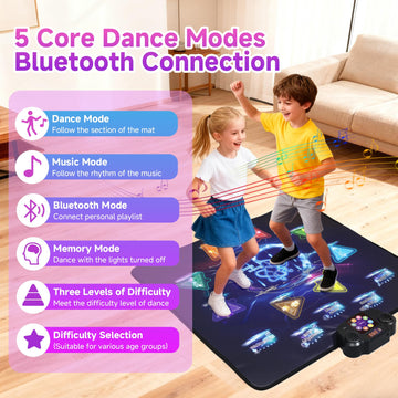 LivelyCove Wireless Bluetooth Dance Mat | Built-in Music 8 Games 3 Levels | Gifts for Kids Birthday Christmas Children's Day | Boys Girls 3-15 Years