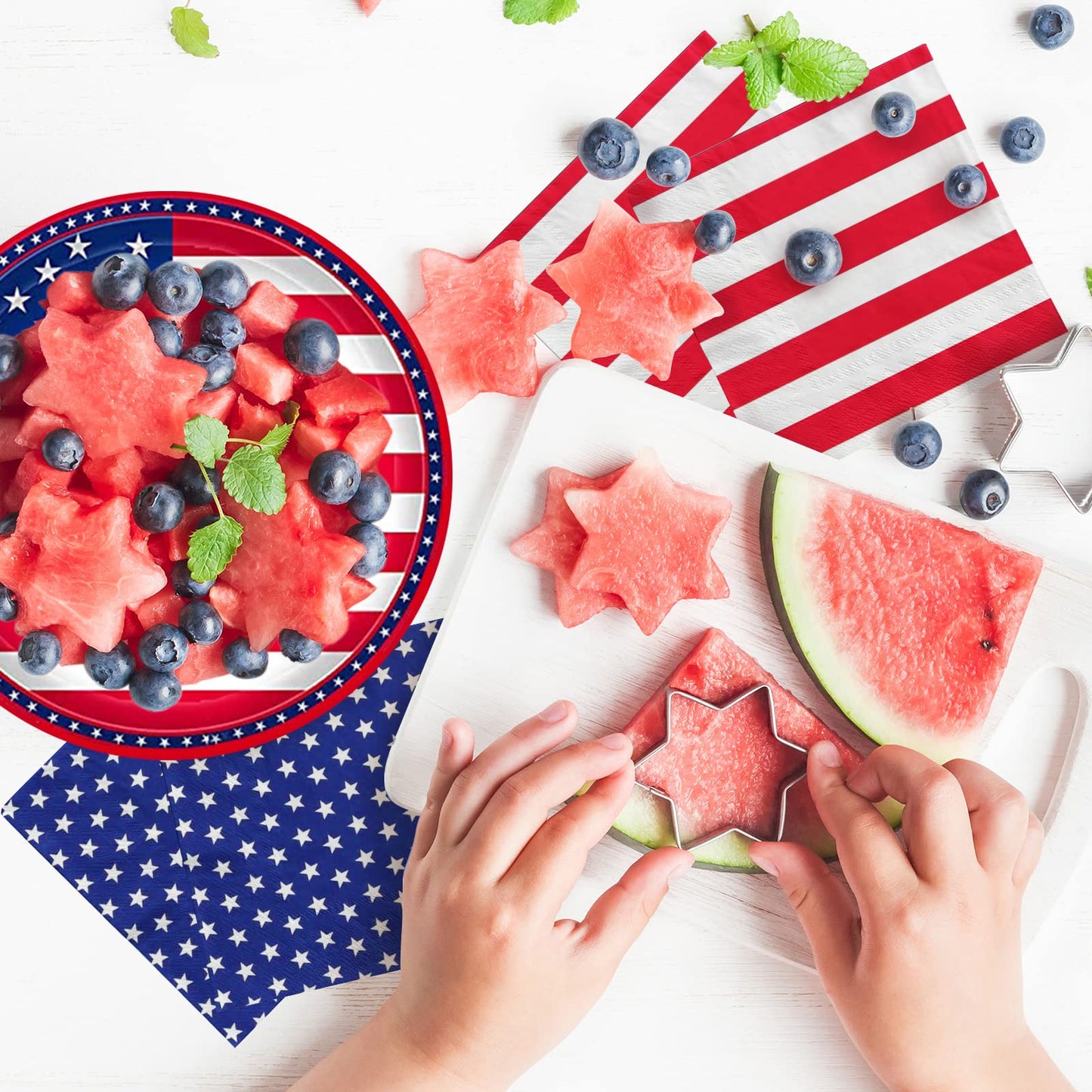 Gatherfun American Flag Patriotic Party Supplies Disposable Napkins Paper Plates and Paper Cups for Veterans Day Election Day 4th of July Independence