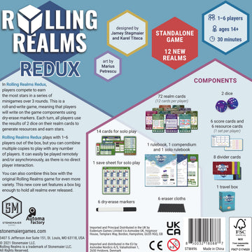 Stonemaier Games: Rolling Realms Redux by Jamey Stegmaier & Karel Titeca | A Light, Strategic Roll-and-Write Game for Families and Adults | Compete in