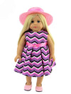 American Fashion World Chevron Pattern Dress for 18-Inch Dolls | Hat Included | Premium Quality & Trendy Design | Dolls Clothes | Outfit Fashions