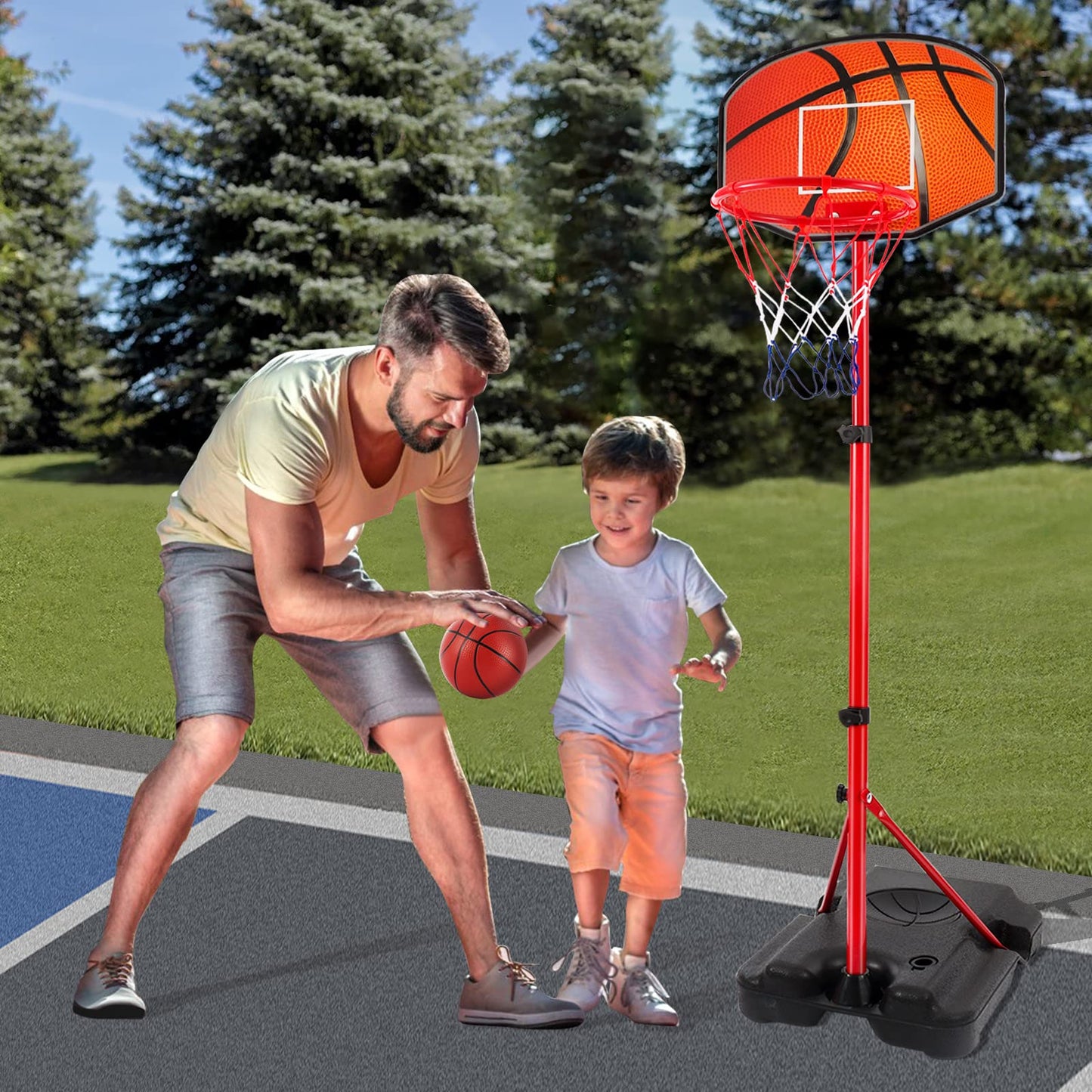 Kids Basketball Hoop for 3 4 5 6 Year Old Stand Adjustable Height 3.5ft-5.3ft Toddler Boy Basketball Hoop Indoor Mini Basketball Hoops Goal Ball Games