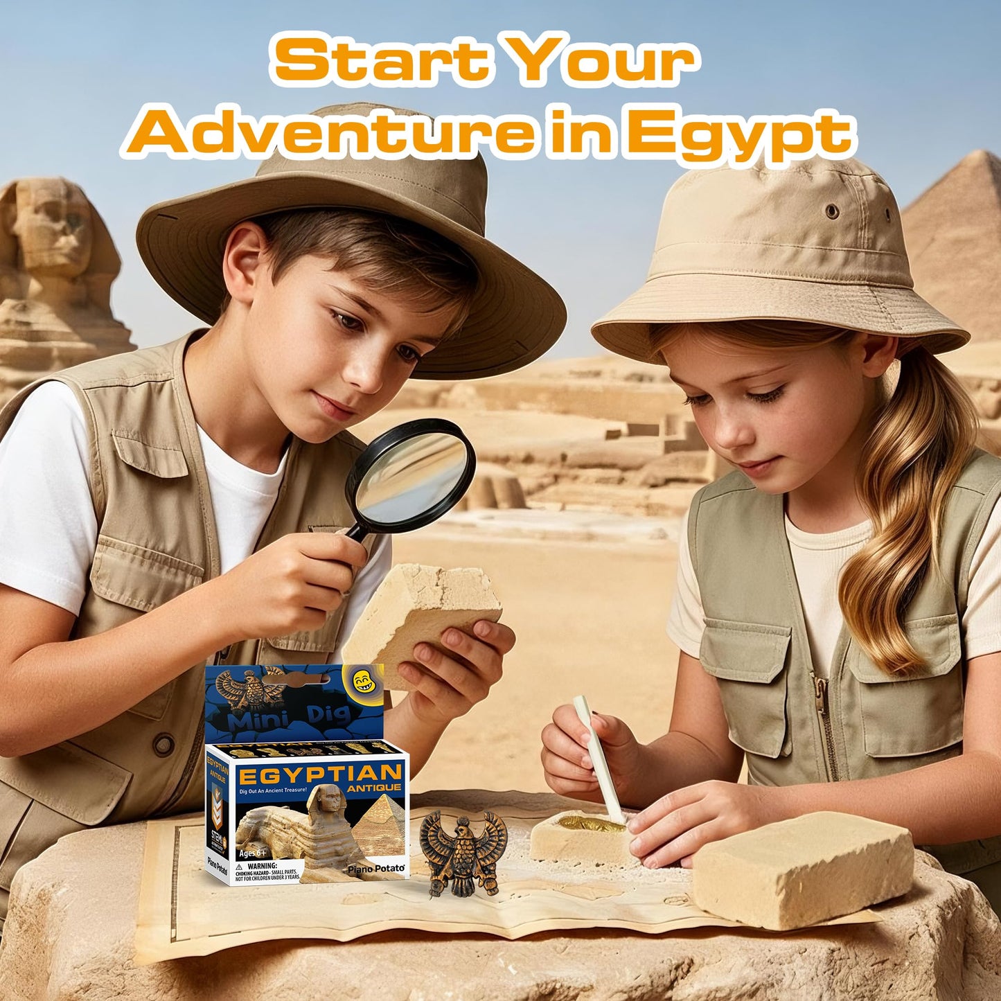 Egyptian Mummy Dig Kit - Ancient Egypt Excavation Set for Kids, STEM Science Educational Toys, 6 Collectible Styles, Archaeology Gifts for Boys Age