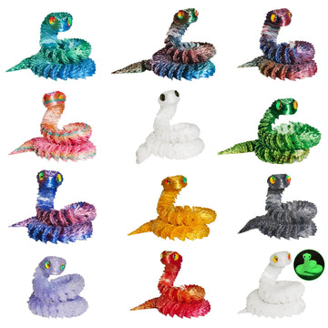 OGCHFZC 12 Pcs 3D Printed Snake, 12.8 inch Flexible 3D Printed Snake Stuff Decorative for Kids Home Decor Gifts for Valentine's Day Easter Christmas