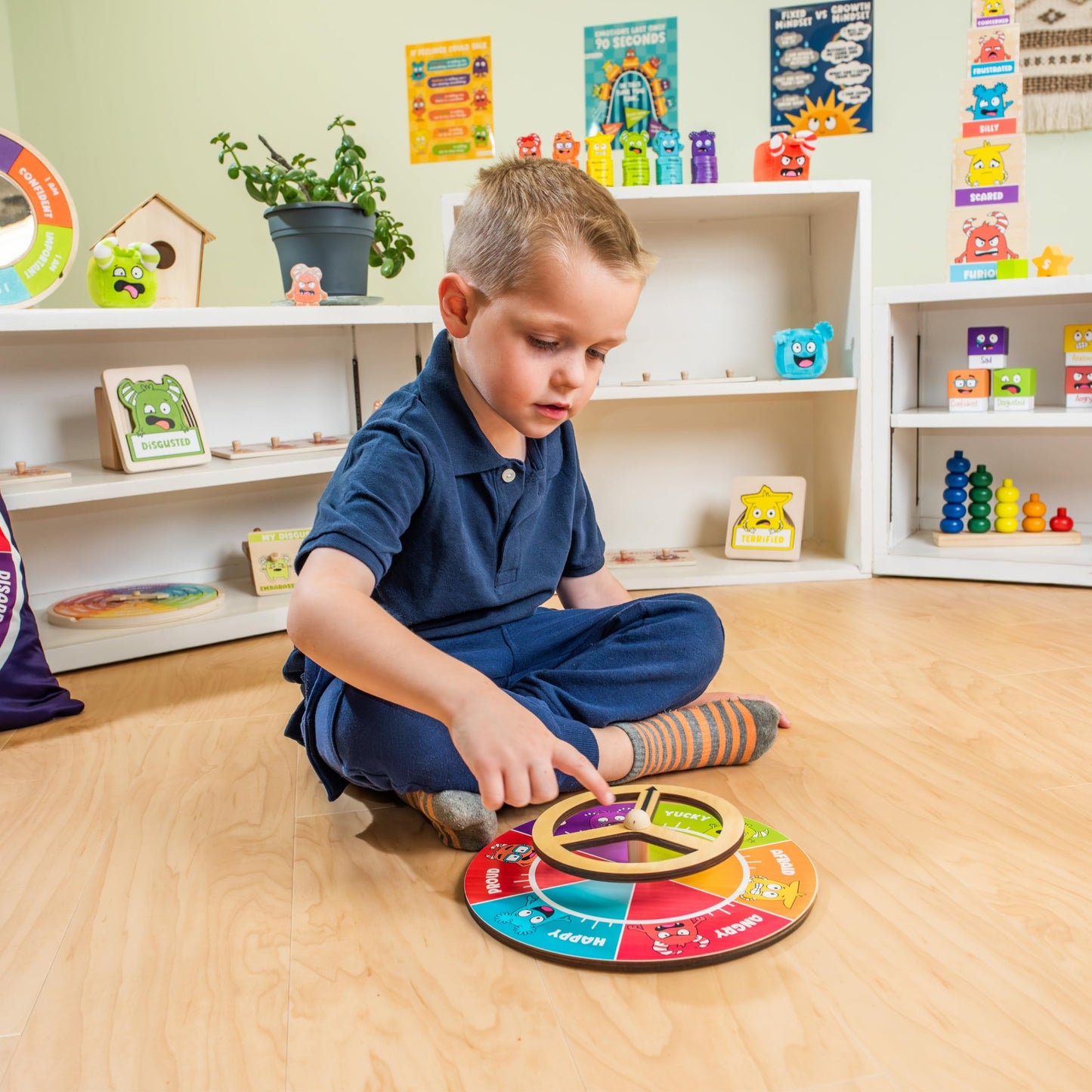 Open The Joy Steer Your Emotions Wheel - Wooden Emotional Regulation Steering Toy for Kids | SEL Tool for Toddlers and Preschool | Teaches Feelings