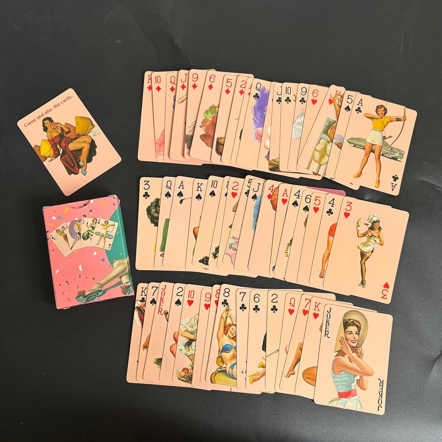 Black Lotus Beautiful Cute Girls Collection Playing Cards Poker Deck 54 Cards All Different Vintage Retro Classic Pin Up Girls Card Games
