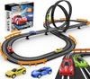 Slot-Car-Race-Track-Sets for Boys Kids, Battery or Electric Race Car Track with 4 High-Speed Slot Cars, Dual Racing Game 2 Hand Controllers Circular
