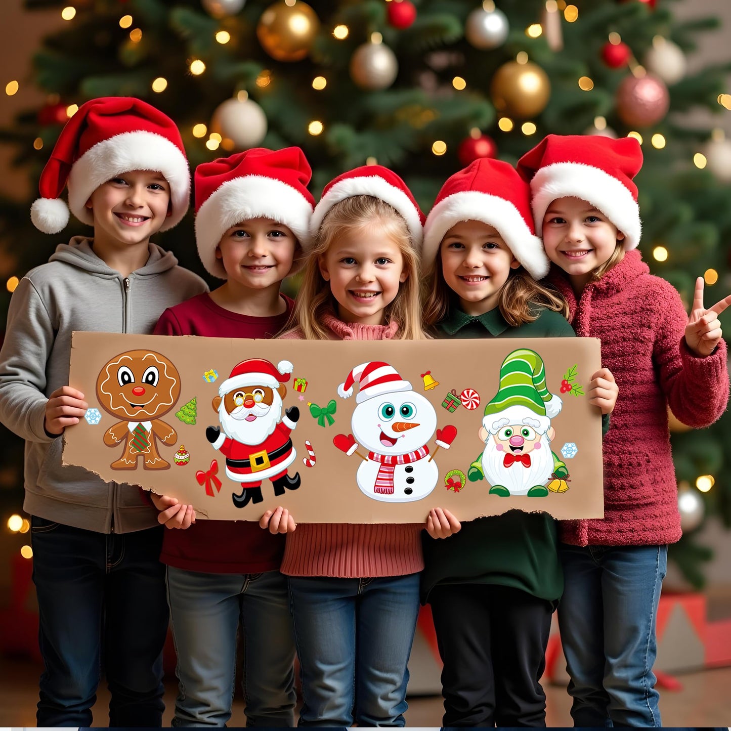 JOYIN 24 Pcs Christmas Make-a-face Stickers, Make Your Own Characters Mix and Match Sticker Sheets with Santa Claus, Snowman, Reindeer, Elf for Kids