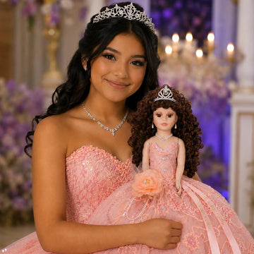 18” Quinceañera Last Doll with Umbrella Dress Stand - Última Muñeca Mis Quince Años Keepsake, Traditional Hispanic Mis 15 Doll, Ceremony & Table