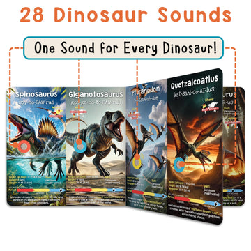 LEARNING BUGS Dinosaur Sound Book for Kids 3-5, 28 Realistic Sounds. Explore Land, Sky, & Sea Dinosaurs, Perfect Educational Toy and Gift for Toddlers
