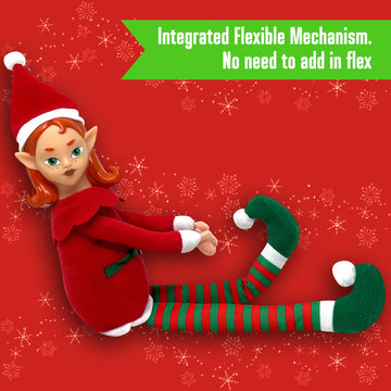 The Original Elf 12" Plush Christmas Elf Doll - Poseable Shelf Sitter with Flexible Dangling Legs - Perfect for Christmas Decorations, Toy Elf