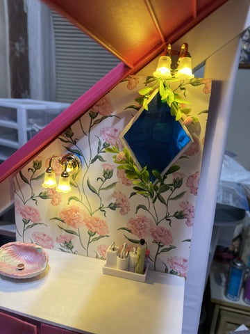 AirAds Dollhouse 1:12 Scale Dollhouse Miniature Elegant Lighting Wall lamp 2-arms LED Light Battery ON/Off Switch