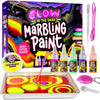 Dan&Darci Glow in The Dark Marble Paint Kit for Kids - Water Marbling Painting Art Set for Boys & Girls Ages 6, 7, 8, 9, 10, 11, 12 Year Old - Kid