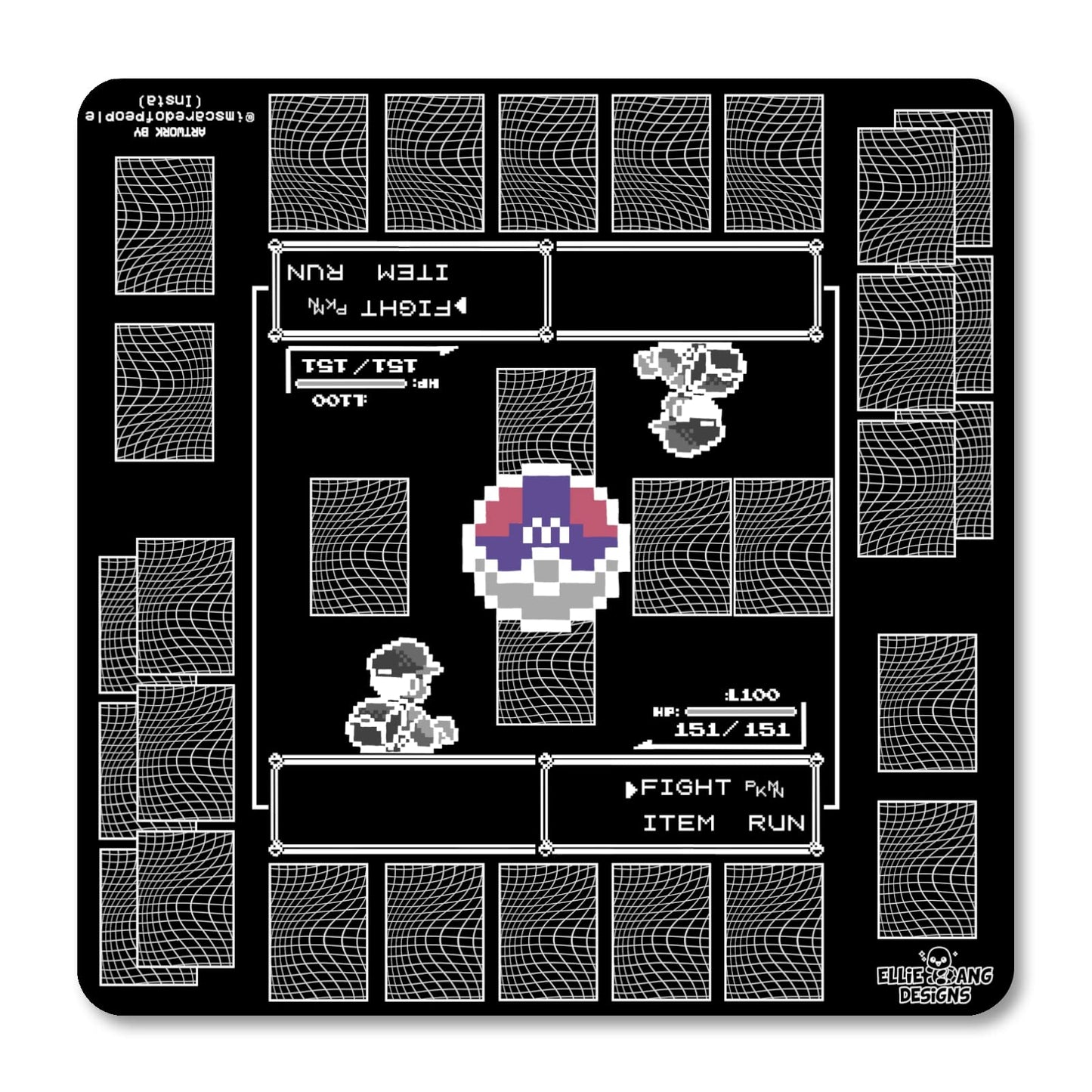 Playmat Designed for The Pokemon Trading Card Game (TCG) - Large 24 inch x 24 inch Playing Field - Stitched Edges - Rubber Anti-Slip Base (Retro