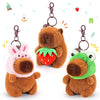 Achwishap 3PCS Capybara Plush Keychain,Cute Keychain Capybara Stuffed Animal,Soft Capybara Plush Toys Key Chain,Plushie Stuffed Toys for Kids Adults