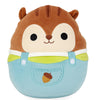 Squishmallows 8-Inch Harvest Sawyer Brown Squirrel Plush Toy with Blue Overalls
