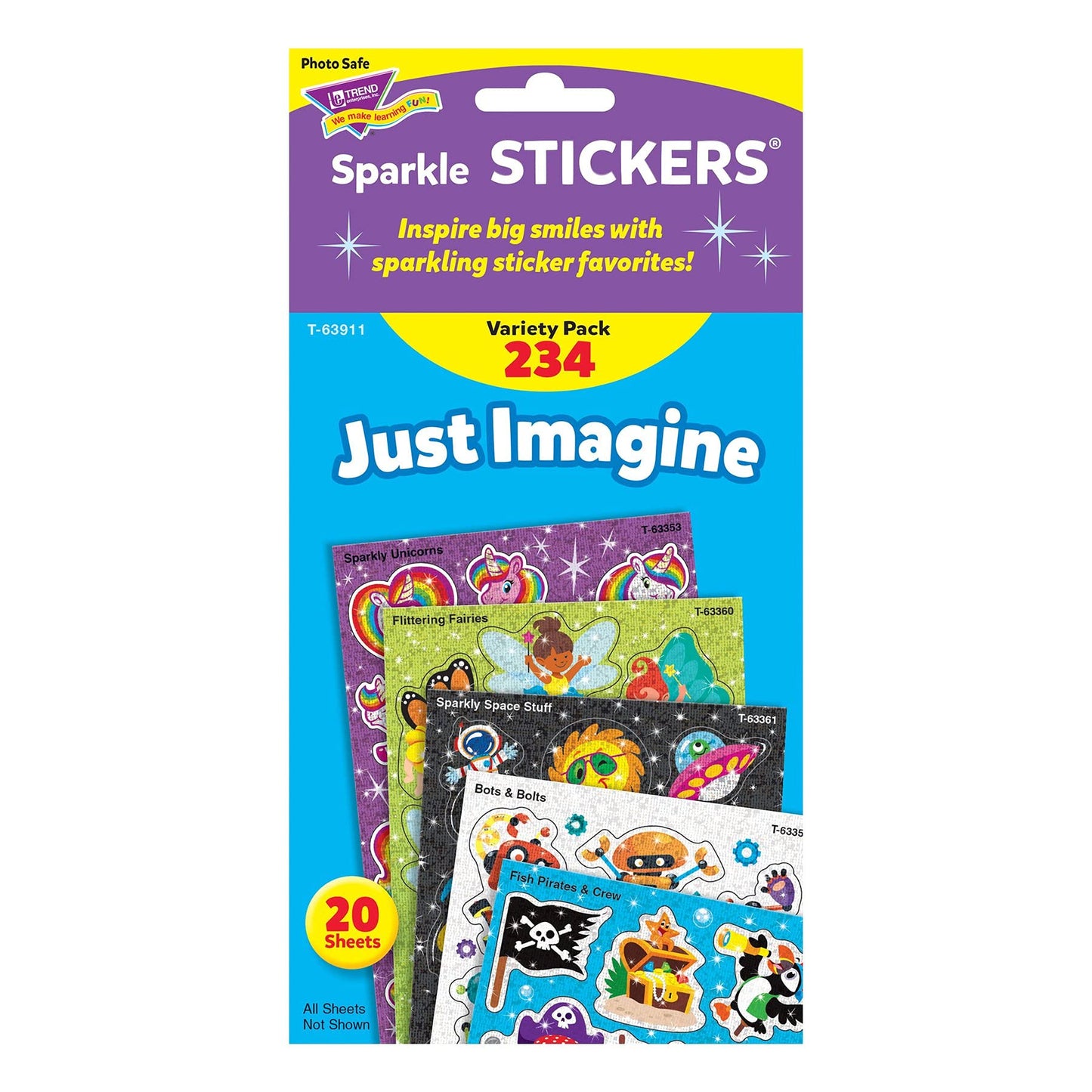 Just Imagine Sparkle Stickers Variety Pack by TREND Enterprises, Inc., 234 ct.
