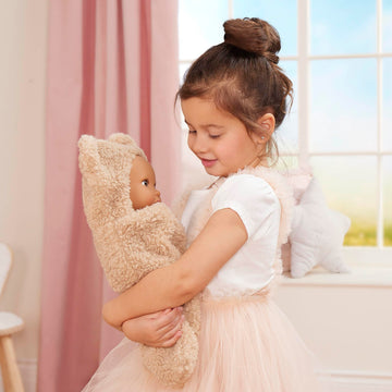 LullaBaby - 14-Inch Realistic Baby Doll - Olive Skin Tone & Brown Eyes - Ultra - Soft Bear - Themed Cuddler - Pretend Play 2+ Years- Baby Doll &
