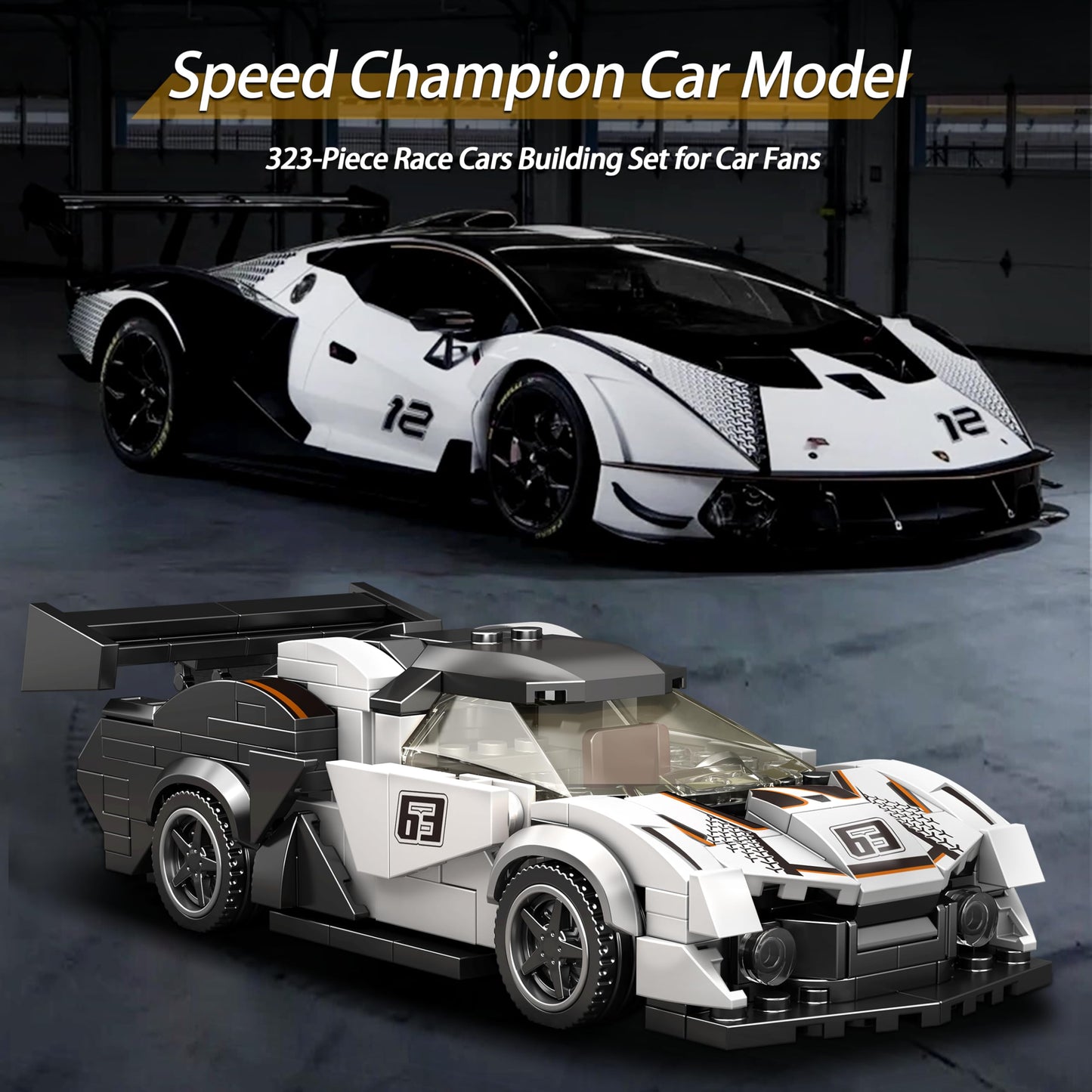 IBLOTIME Speed Champion Cars Building Sets Easter 323 PCS Supercar Style Race Car Model Kit Display Gift Christmas Birthday Ages 14+