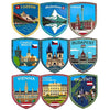 A-ONE European Countries Sparkling Diamond Skateboard Colorful Stickers 9 PCS+EU Flag Decorative Military Patch 1 PC, Europe Coastal Fantastic Tags