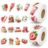 Summer Strawberry Roll Sticker for Kids- 1000Pcs Strawberry Decals in 2 Rolls, Summer Fruits Ice Cream Cake Drink Dessert Vinyl Stickers for Birthday