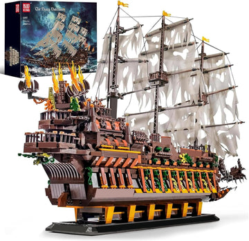 Mould King Large Pirates Ship Model Building Blocks Kits, MOC Dutchman Building Block Pirate Ship Construction Set to Build, Toys Gift for Age